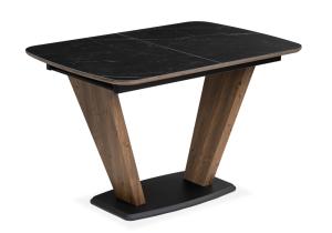 Керамический стол Петир 120(160)х80х75 черный мрамор / орех / черный