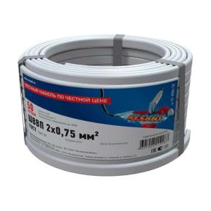 Провод ШВВП 2х0,75 мм?, длина 50 метров, ГОСТ 7399-97 REXANT 01-8086-50