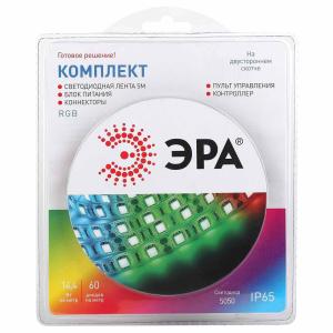 Светодиодная влагозащищенная лента ЭРА 14,4W/m 60LED/m 5050SMD RGB 5M 5050kit-14,4-60-12-IP65-RGB-5m Б0043070