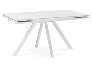 Керамический стол Вилли 140 (200) х 80 белый мрамор alpin white / snow white / белый