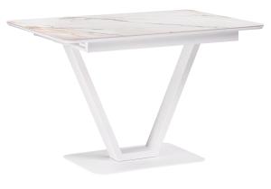 Керамический стол Бугун 120(160)х80х77 белый мрамор с прожилками / белый