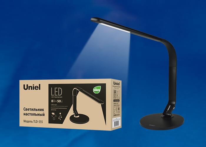 Настольная лампа Uniel TLD-555 Black/LED/500Lm/5500K/Dimmer/USB UL-00003648 В наличии, Производитель:Uniel, Тип: Офисные, Артикул: TLD-555 Black/LED/500Lm/5500K/Dimmer/USB Доставка по РФ, актуальные цены и остатки, интернет-магазин Торгостров