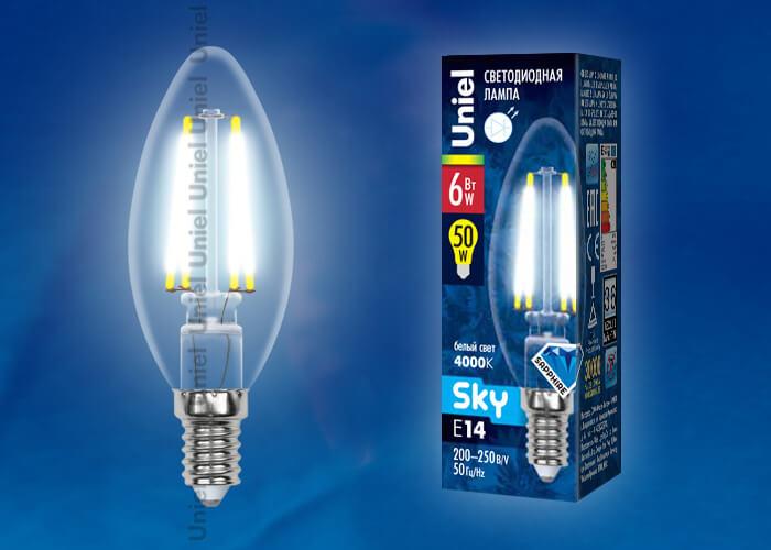 В наличии, Производитель:Uniel, Тип: Филаментные, Артикул: LED-C35-6W/NW/E14/CL PLS02WH Доставка по РФ, актуальные цены и остатки, интернет-магазин Торгостров