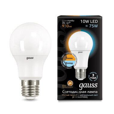 Лампа светодиодная Gauss E27 10W 2700-4100K матовая 102502110-T В наличии, Производитель:Gauss, Тип: Светодиодные, Артикул: 102502110-T Доставка по РФ, актуальные цены и остатки, интернет-магазин Торгостров