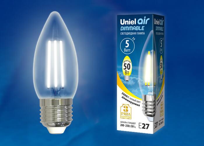 В наличии, Производитель:Uniel, Тип: Филаментные, Артикул: LED-C35-5W/WW/E27/CL/DIM Доставка по РФ, актуальные цены и остатки, интернет-магазин Торгостров