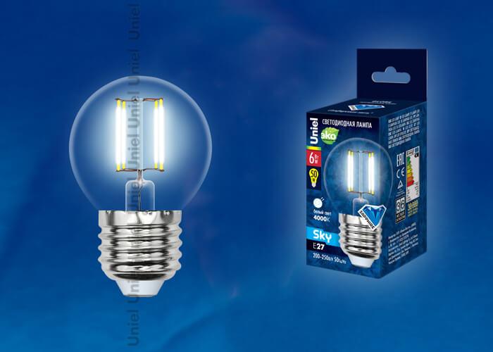 Лампа светодиодная филаментная Uniel E27 6W 4000K прозрачная LED-G45-6W/NW/E27/CL PLS02WH UL-00001370 В наличии, Производитель:Uniel, Тип: Филаментные, Артикул: LED-G45-6W/NW/E27/CL PLS02WH Доставка по РФ, актуальные цены и остатки, интернет-магазин Торгостров