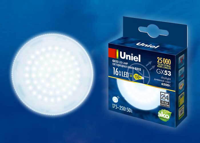 Лампа светодиодная Uniel GX53 16W 6500K матовая LED-GX53-16W/6500K/GX53/FR PLZ01WH UL-00005315 В наличии, Производитель:Uniel, Тип: Светодиодные, Артикул: LED-GX53-16W/6500K/GX53/FR PLZ01WH Доставка по РФ, актуальные цены и остатки, интернет-магазин Торгостров