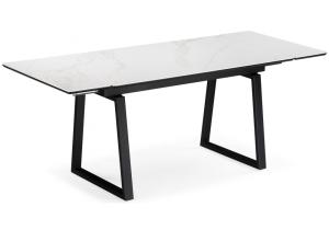 Керамический стол Джек 140(200)х80 белый мрамор alpin white / черный