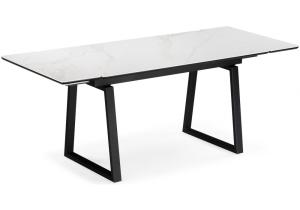Керамический стол Джек 140(200)х80 белый мрамор alpin white / черный