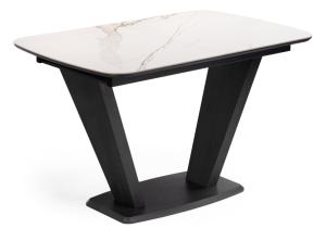 Керамический стол Петир 120(160)х80х75 белый мрамор / графит / темный камень