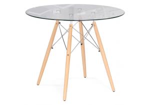 Стол стеклянный PT-151 80х80х76 clear glass / wood