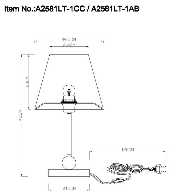 Настольная лампа Arte Lamp Elba A2581LT-1AB В наличии, Производитель:Arte Lamp, Тип: Декоративные, Артикул: A2581LT-1AB Доставка по РФ, актуальные цены и остатки, интернет-магазин Торгостров