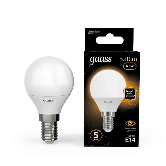 Лампа светодиодная Gauss E14 6.5W 3000K матовая 105101107 В наличии, Производитель:Gauss, Тип: Светодиодные, Артикул: 105101107 Доставка по РФ, актуальные цены и остатки, интернет-магазин Торгостров