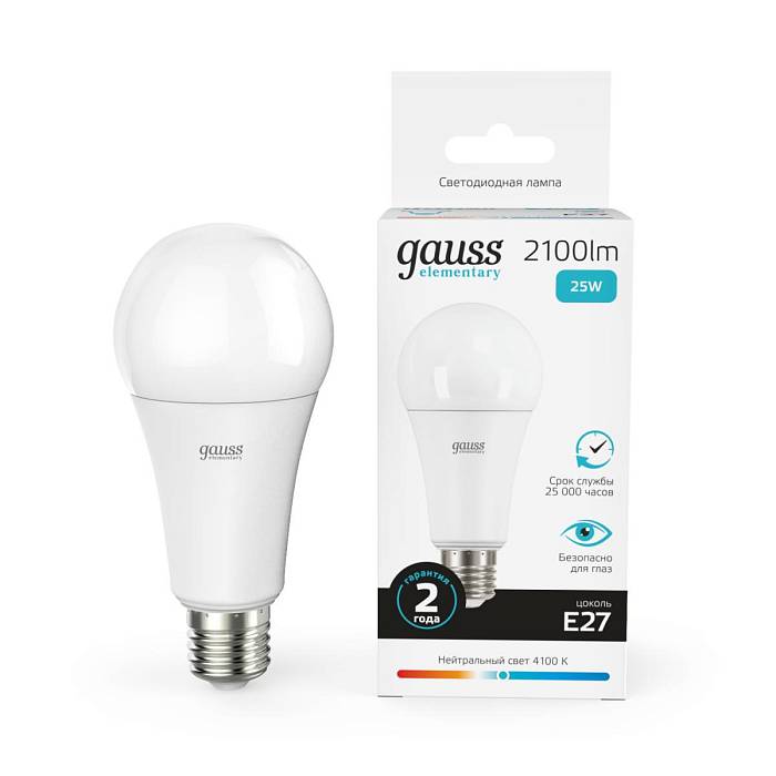 Лампа светодиодная Gauss E27 25W 4100K матовая 73225 В наличии, Производитель:Gauss, Тип: Светодиодные, Артикул: 73225 Доставка по РФ, актуальные цены и остатки, интернет-магазин Торгостров