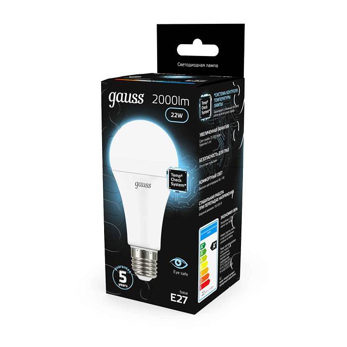 Лампа светодиодная Gauss E27 22W 4100К матовая 102502222 В наличии, Производитель:Gauss, Тип: Светодиодные, Артикул: 102502222 Доставка по РФ, актуальные цены и остатки, интернет-магазин Торгостров