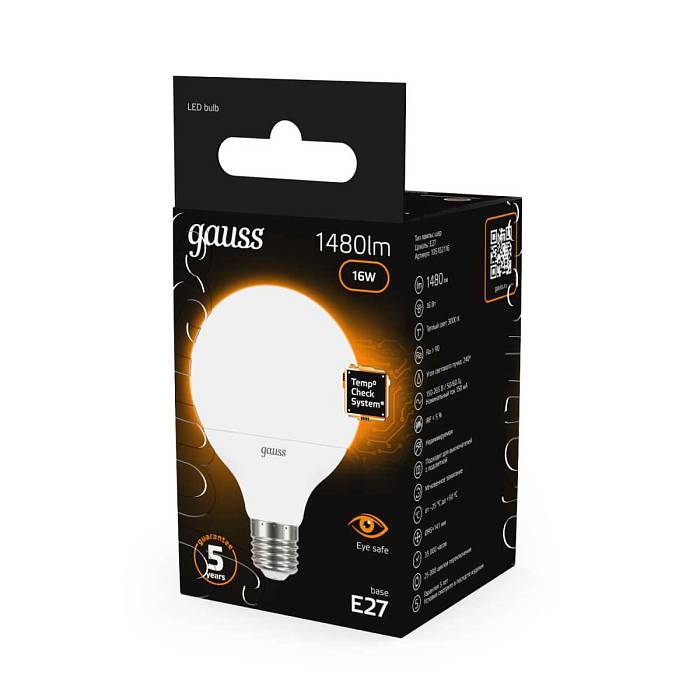 Лампа светодиодная Gauss E27 16W 3000K матовая 105102116 В наличии, Производитель:Gauss, Тип: Светодиодные, Артикул: 105102116 Доставка по РФ, актуальные цены и остатки, интернет-магазин Торгостров