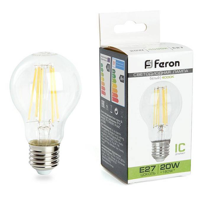 Лампа светодиодная филаментная Feron E27 20W 4000K прозрачная LB-620 38246 В наличии, Производитель:Feron, Тип: Филаментные, Артикул: 38246 Доставка по РФ, актуальные цены и остатки, интернет-магазин Торгостров