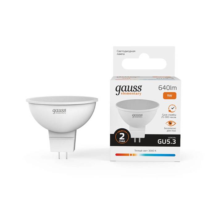 Лампа светодиодная Gauss GU5.3 9W 3000K матовая 13519 В наличии, Производитель:Gauss, Тип: Светодиодные, Артикул: 13519 Доставка по РФ, актуальные цены и остатки, интернет-магазин Торгостров