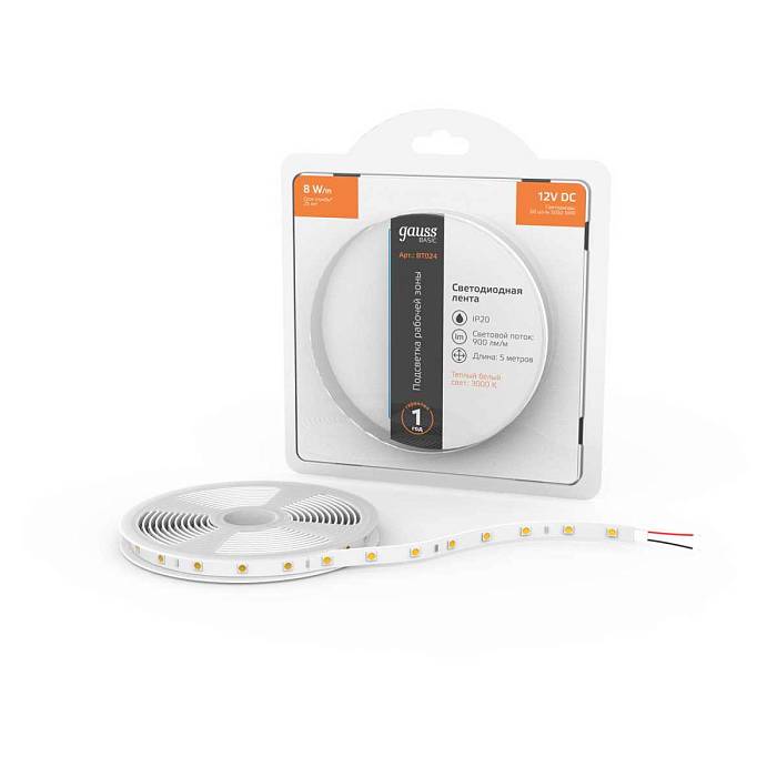 Светодиодная лента Gauss 8W/m 60LED/m 5050SMD теплый белый 5M BT024 Светодиодная лента Gauss 8W/m 60LED/m 5050SMD теплый белый 5M BT024 за 1 145 ₽ в наличии с доставкой по России. Светодиодные ленты. Интернет-магазин каталог товаров актуальные цены и остатки
