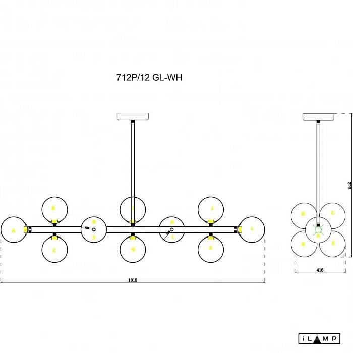 Подвесная люстра iLamp Golden 712P/12 GL-WH В наличии, Производитель:iLamp, Тип: Люстры на штанге, Артикул: 712P/12 GL-WH Доставка по РФ, актуальные цены и остатки, интернет-магазин Торгостров