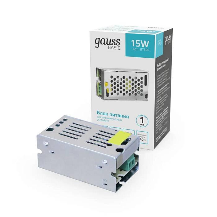 Блок питания Gauss 15W 12V IP20 BT500 за 499 ₽ в наличии с доставкой по России. Блоки питания. Интернет-магазин каталог товаров актуальные цены и остатки