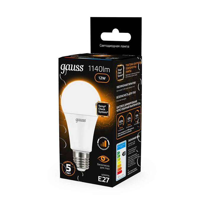 Лампа светодиодная Gauss E27 12W 3000K матовая 102502112 В наличии, Производитель:Gauss, Тип: Светодиодные, Артикул: 102502112 Доставка по РФ, актуальные цены и остатки, интернет-магазин Торгостров