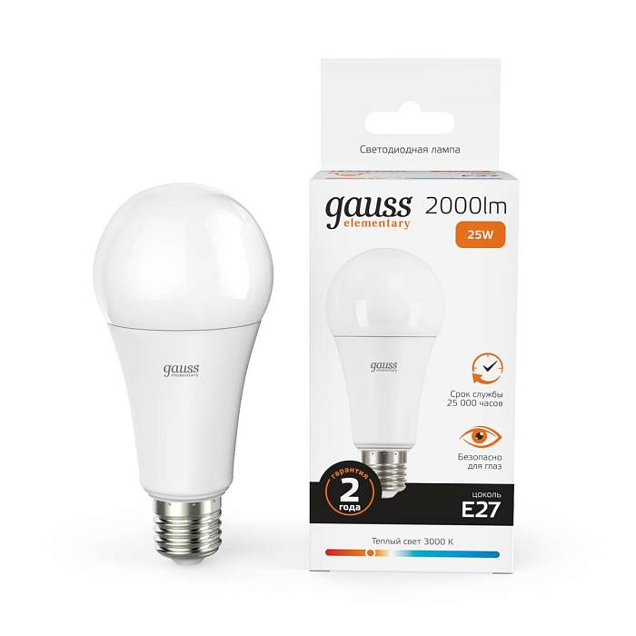 Лампа светодиодная Gauss E27 25W 3000K матовая 73215 В наличии, Производитель:Gauss, Тип: Светодиодные, Артикул: 73215 Доставка по РФ, актуальные цены и остатки, интернет-магазин Торгостров