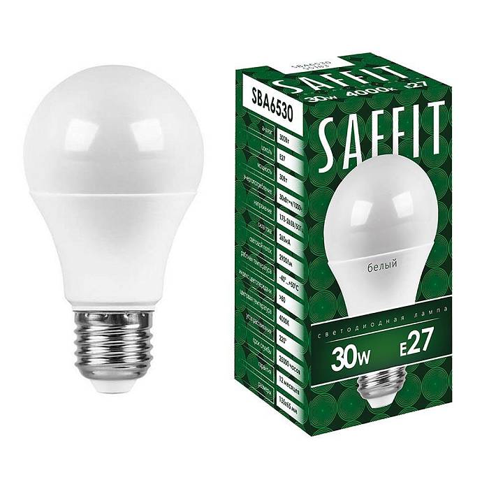 Лампа светодиодная Saffit E27 30W 6400K матовая SBA6530 55184 В наличии, Производитель:Saffit, Тип: Светодиодные, Артикул: 55184 Доставка по РФ, актуальные цены и остатки, интернет-магазин Торгостров