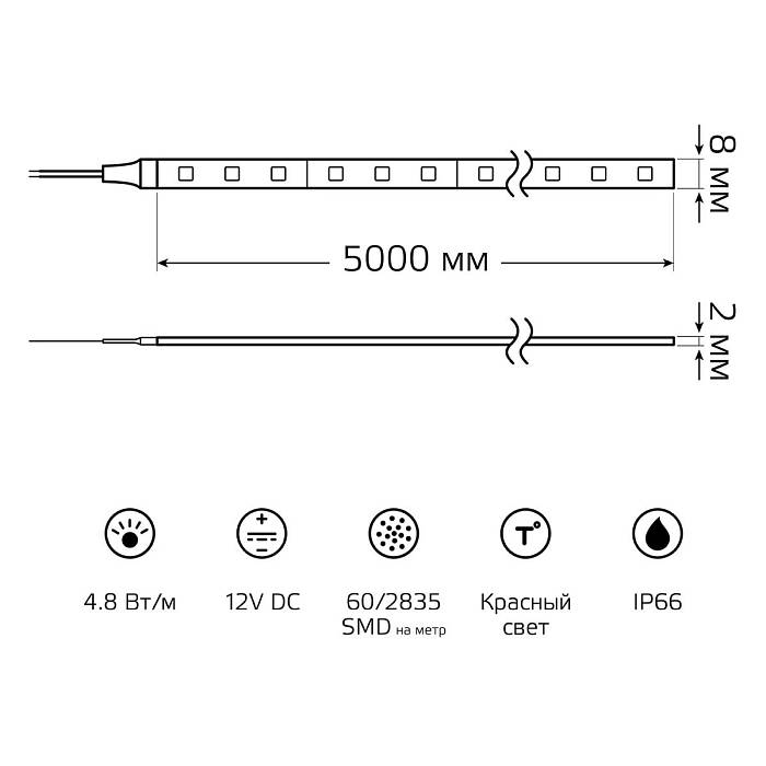 Светодиодная влагозащищенная лента Gauss 4,8W/m 60LED/m 2835SMD красный 5M 311000705 за 595 ₽ в наличии с доставкой по России. Светодиодные ленты. Интернет-магазин каталог товаров актуальные цены и остатки