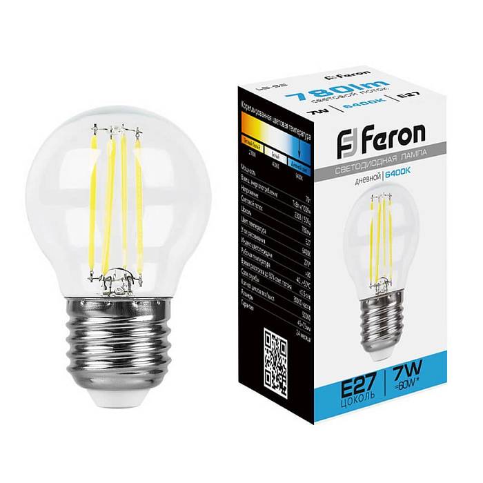 Купить Лампа светодиодная филаментная Feron E27 7W 6400K прозрачная LB-52 38222 за 157 ₽ в наличии с доставкой по России. Интернет-магазин каталог товаров