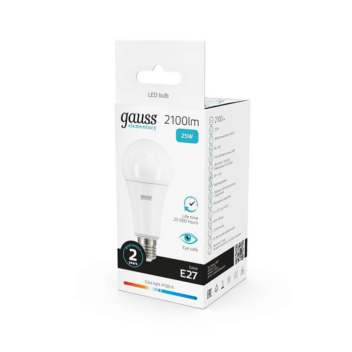 Лампа светодиодная Gauss E27 25W 4100K матовая 73225 В наличии, Производитель:Gauss, Тип: Светодиодные, Артикул: 73225 Доставка по РФ, актуальные цены и остатки, интернет-магазин Торгостров