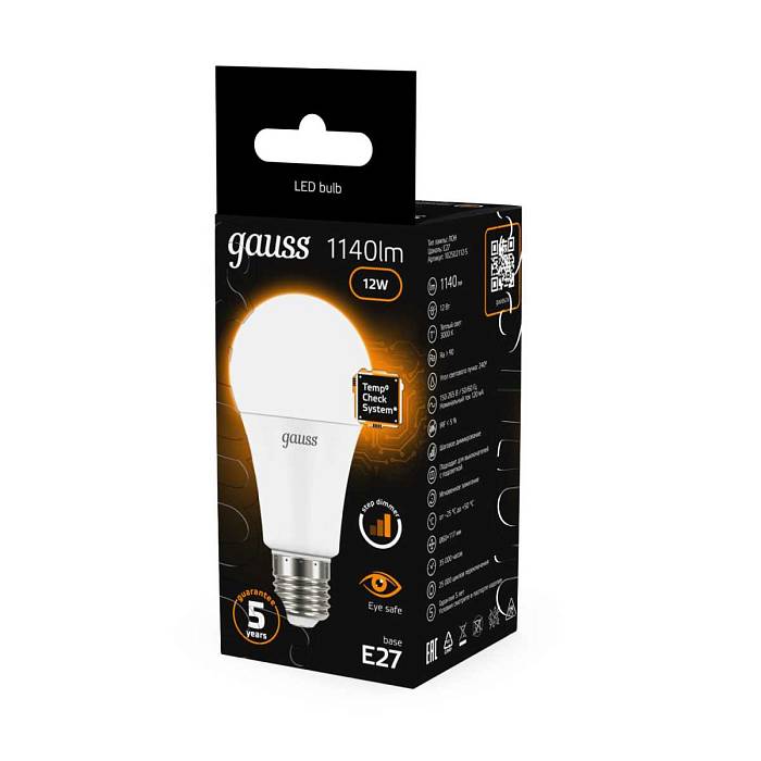 Лампа светодиодная Gauss E27 12W 3000K матовая 102502112 В наличии, Производитель:Gauss, Тип: Светодиодные, Артикул: 102502112 Доставка по РФ, актуальные цены и остатки, интернет-магазин Торгостров