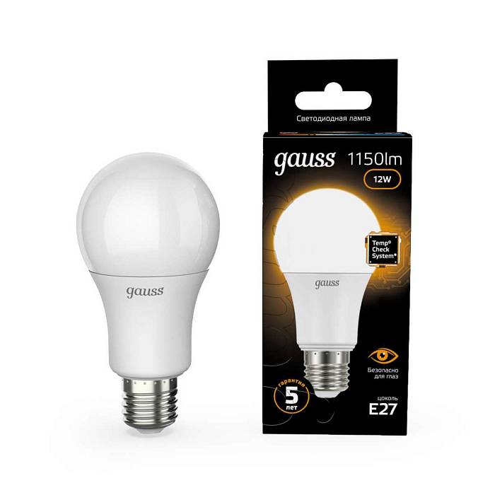Лампа светодиодная Gauss E27 12W 3000K матовая 102502112 В наличии, Производитель:Gauss, Тип: Светодиодные, Артикул: 102502112 Доставка по РФ, актуальные цены и остатки, интернет-магазин Торгостров
