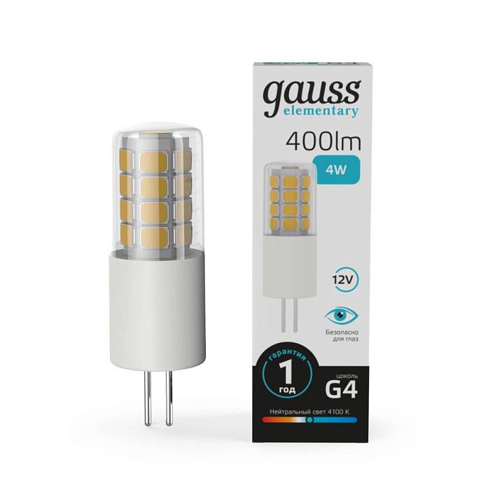 Лампа светодиодная Gauss G4 4W 4100К прозрачная 10724 В наличии, Производитель:Gauss, Тип: Светодиодные, Артикул: 10724 Доставка по РФ, актуальные цены и остатки, интернет-магазин Торгостров