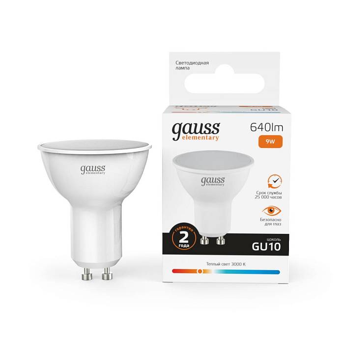 Лампа светодиодная Gauss GU10 9W 3000K матовая 13619 В наличии, Производитель:Gauss, Тип: Светодиодные, Артикул: 13619 Доставка по РФ, актуальные цены и остатки, интернет-магазин Торгостров