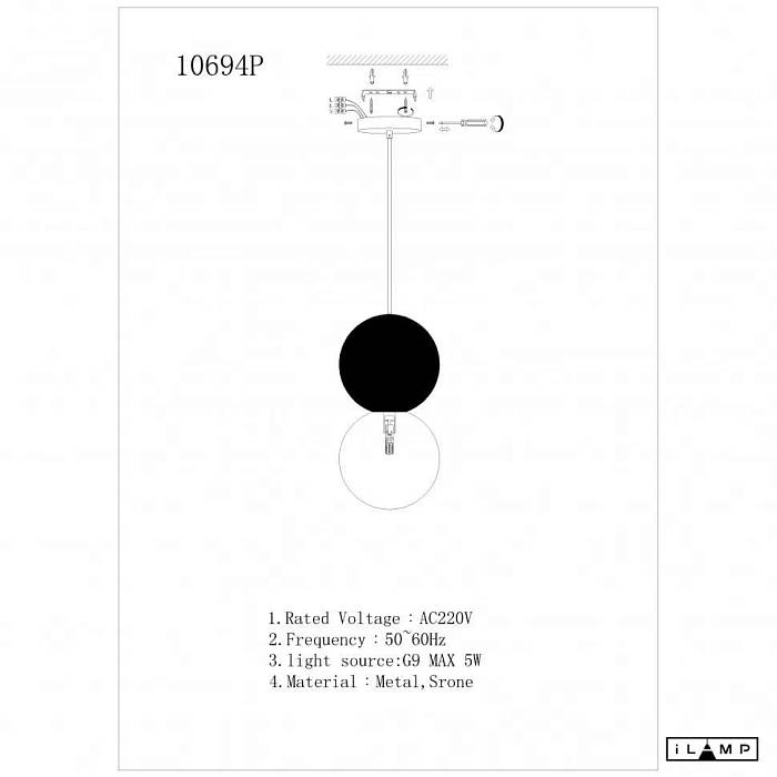 Подвесной светильник iLamp Foxtrot 10694P/1-D100 BK-WH В наличии, Производитель:iLamp, Тип: Подвесные, Артикул: 10694P/1-D100 BK-WH Доставка по РФ, актуальные цены и остатки, интернет-магазин Торгостров