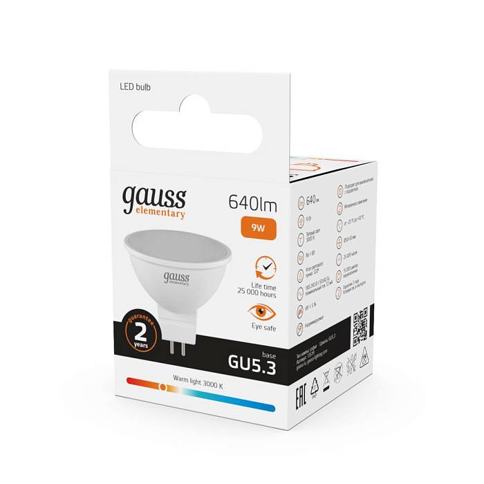 Лампа светодиодная Gauss GU5.3 9W 3000K матовая 13519 В наличии, Производитель:Gauss, Тип: Светодиодные, Артикул: 13519 Доставка по РФ, актуальные цены и остатки, интернет-магазин Торгостров