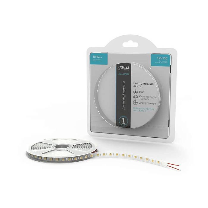 Светодиодная лента Gauss 10W/m 60LED/m 5050SMD нейтральный белый 3M BT052 за 1 059 ₽ в наличии с доставкой по России. Светодиодные ленты. Интернет-магазин каталог товаров актуальные цены и остатки