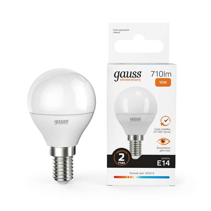 Лампа светодиодная Gauss E14 10W 3000K матовая 53110 В наличии, Производитель:Gauss, Тип: Светодиодные, Артикул: 53110 Доставка по РФ, актуальные цены и остатки, интернет-магазин Торгостров