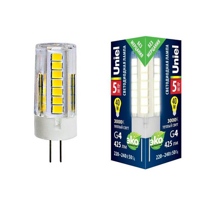 В наличии, Производитель:Uniel, Тип: Светодиодные, Артикул: LED-JC-220/5W/3000K/G4/CL GLZ09TR Доставка по РФ, актуальные цены и остатки, интернет-магазин Торгостров