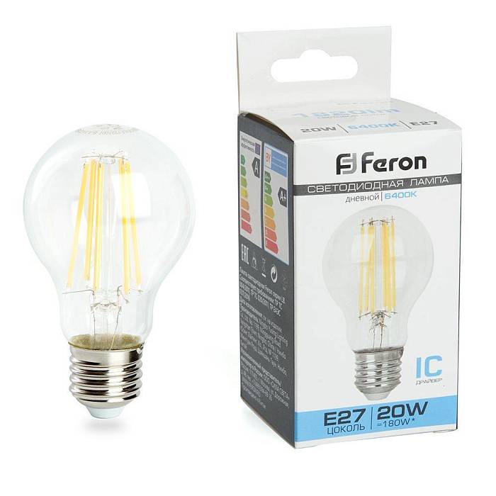 Лампа светодиодная филаментная Feron E27 20W 6400K прозрачная LB-620 48285 В наличии, Производитель:Feron, Тип: Филаментные, Артикул: 48285 Доставка по РФ, актуальные цены и остатки, интернет-магазин Торгостров