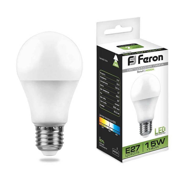Лампа светодиодная Feron E27 15W 4000K Шар Матовая LB-94 25629 В наличии, Производитель:Feron, Тип: Светодиодные, Артикул: 25629 Доставка по РФ, актуальные цены и остатки, интернет-магазин Торгостров