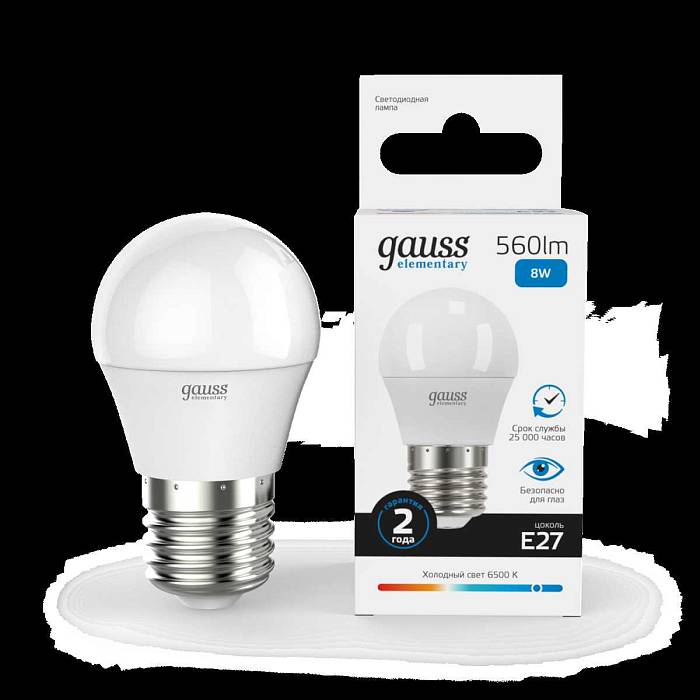 Лампа светодиодная Gauss E27 8W 6500K матовая 53238 В наличии, Производитель:Gauss, Тип: Светодиодные, Артикул: 53238 Доставка по РФ, актуальные цены и остатки, интернет-магазин Торгостров