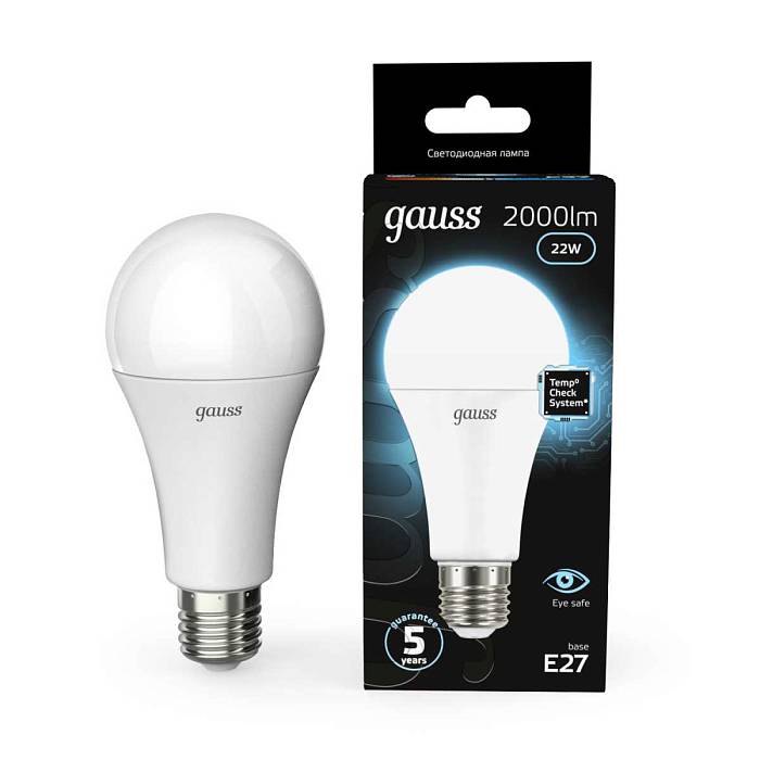 Лампа светодиодная Gauss E27 22W 4100К матовая 102502222 В наличии, Производитель:Gauss, Тип: Светодиодные, Артикул: 102502222 Доставка по РФ, актуальные цены и остатки, интернет-магазин Торгостров