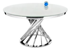 Стол стеклянный Twist 130х74 steel / white