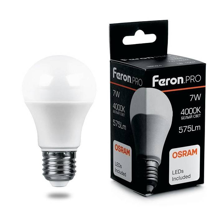 Купить Лампа светодиодная Feron E27 7W 4000K Матовая LB-1007 38024 за 167 ₽ в наличии с доставкой по России. Интернет-магазин каталог товаров