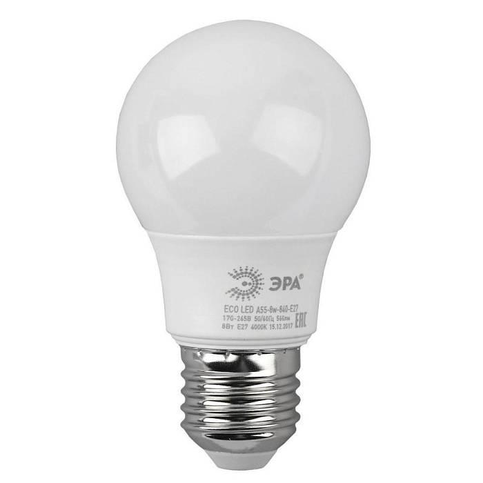 Купить Лампа светодиодная ЭРА E27 8W 4000K матовая LED A55-8W-840-E27 R Б0052382 за 68 ₽ в наличии с доставкой по России. Интернет-магазин каталог товаров